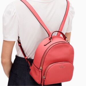 Kate Spade New York Jackson Backpack Coral Orange Pink Leather Mini Day Bag